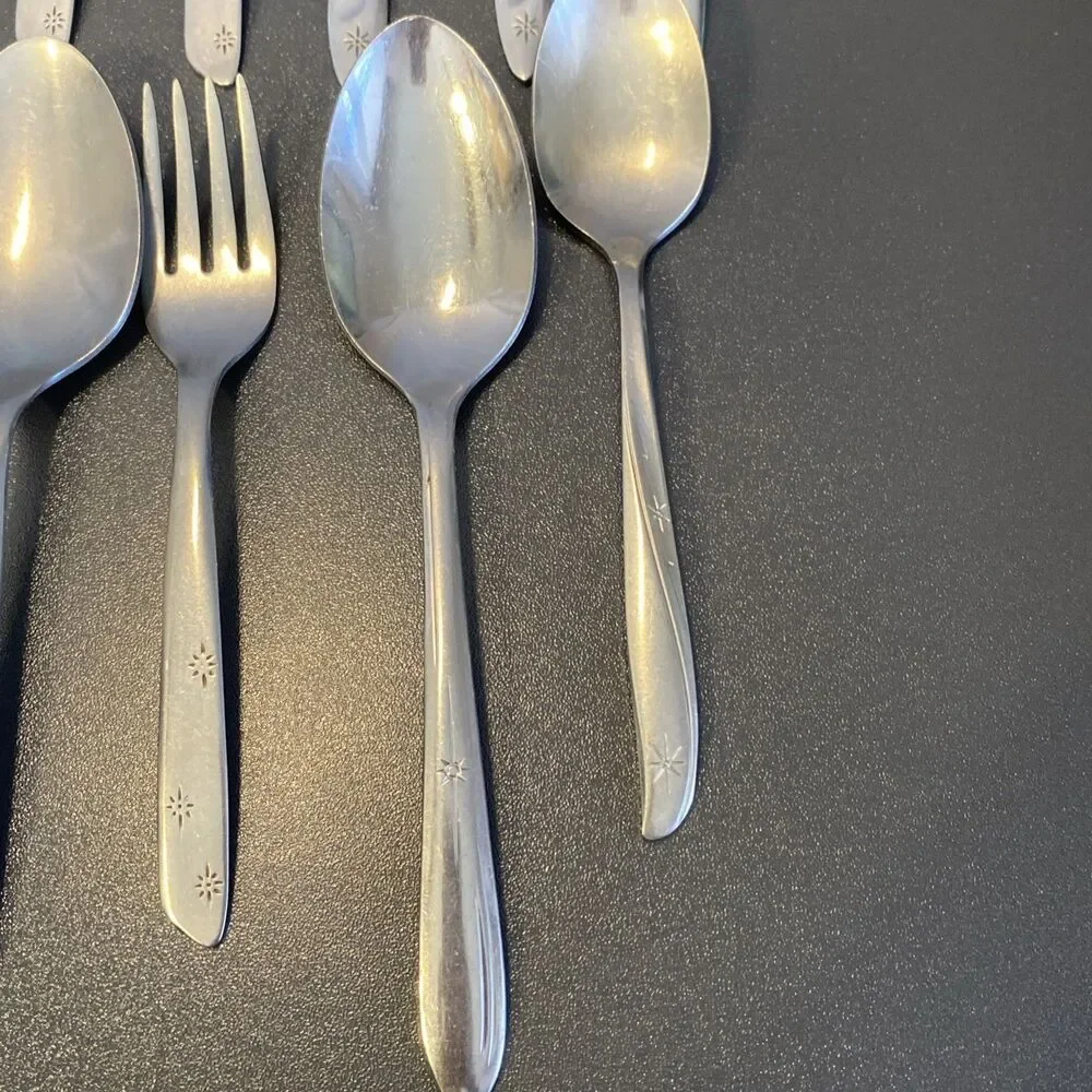 Vintage Atomic Star Starburst Flatware Spoons Forks Mixed Brands Ring Making